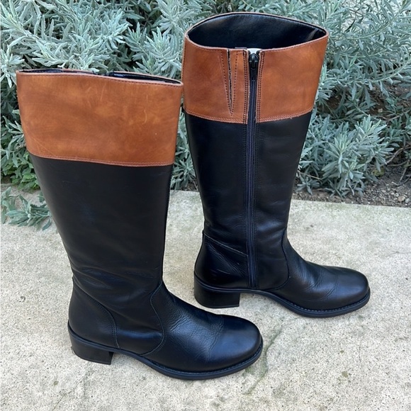 David Tate Women's Rider Black & Brown Leather Boots Size 7 - Picture 2 of 12
